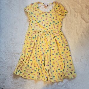 Emma & Elsa Yellow Pleated Round Neck Sundress with Puff Cap Sleeves